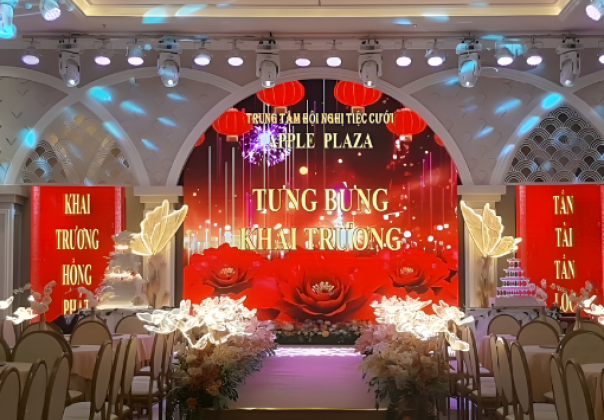 MÀN HÌNH LED P4 TRONG NHÀ - NHÀ HÀNG TIỆC CƯỚI APPLE PLAZA ĐÀ NẴNG