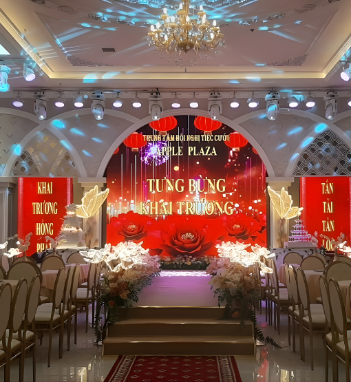 MÀN HÌNH LED P4 TRONG NHÀ - NHÀ HÀNG TIỆC CƯỚI APPLE PLAZA ĐÀ NẴNG